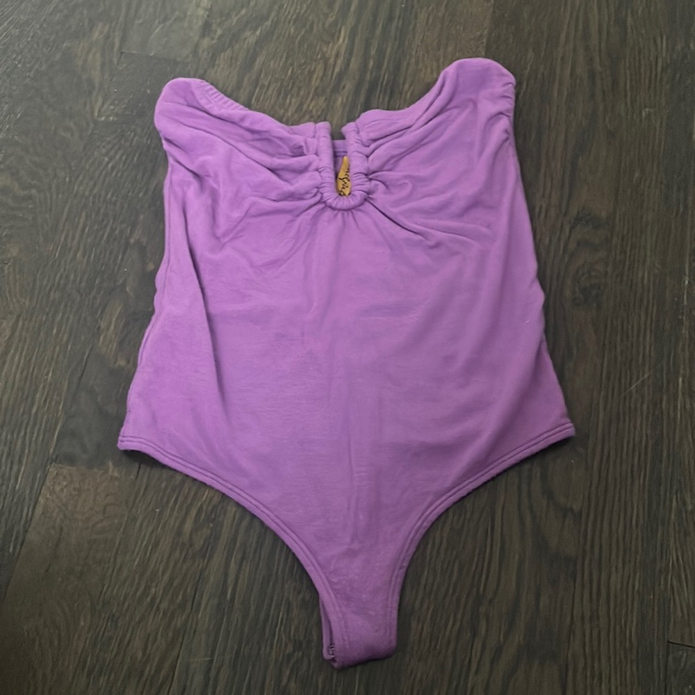 Purple tube bodysuit with key hole